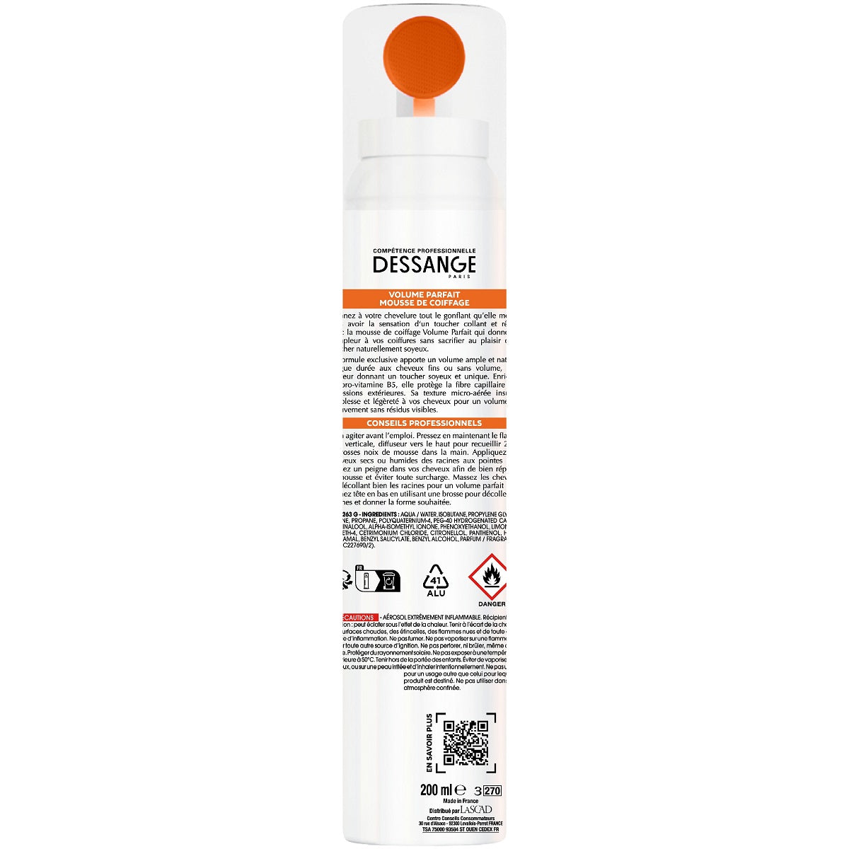 DESSANGE Volume Parfait Mousse de Coiffage Effet Gonflant & Volume Souple 200ml