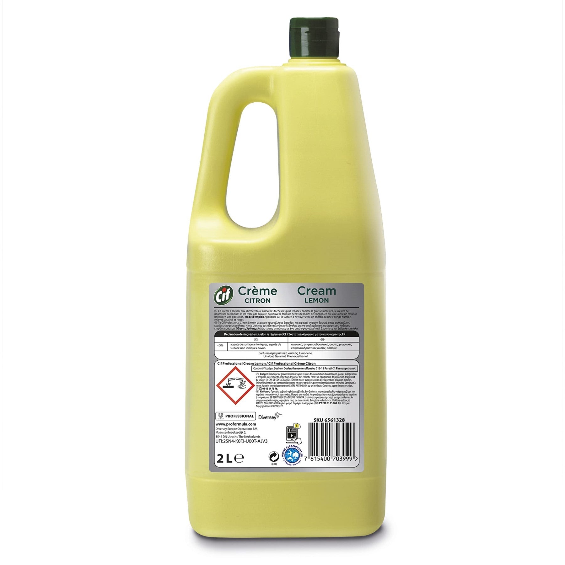 CIF Crème à récurer professionnelle non abrasive multi-surfaces Citron 2 L