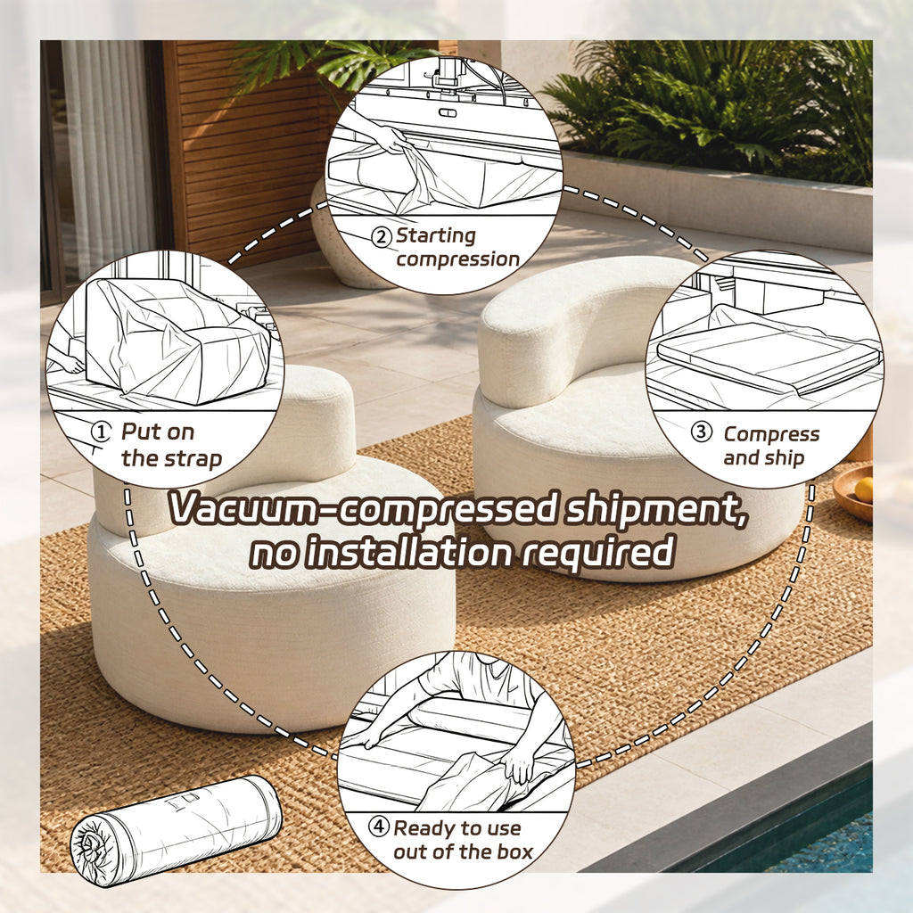 Canapé de détente pliable, sans assemblage, ultra doux, en mousse haute densité, pour salon – canapé sans structure, blanc