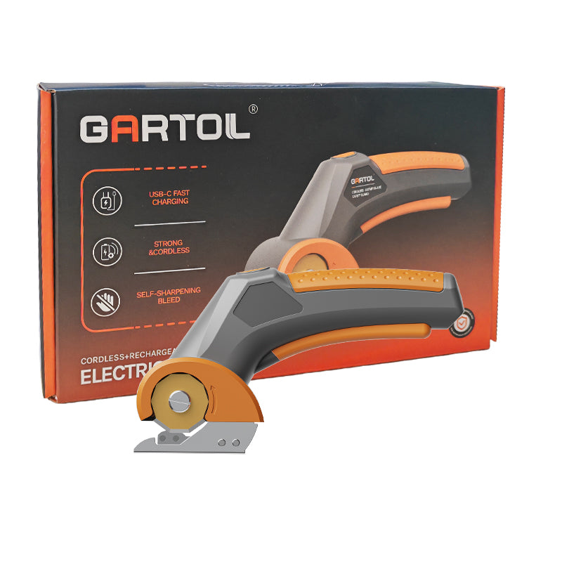 GARTOL 4 V Cutter rotatif sans fil pour papier, carton ondulé, moquette, cuir, feutre, plastique et autres matériaux polyvalents, avec sac à poussière et lame de rechange
