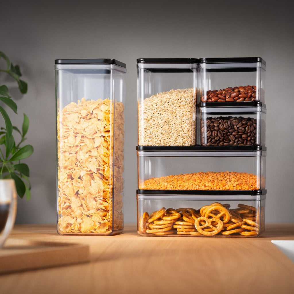Bodum Canteen Lot de 12 bocaux de conservation avec couvercle noir