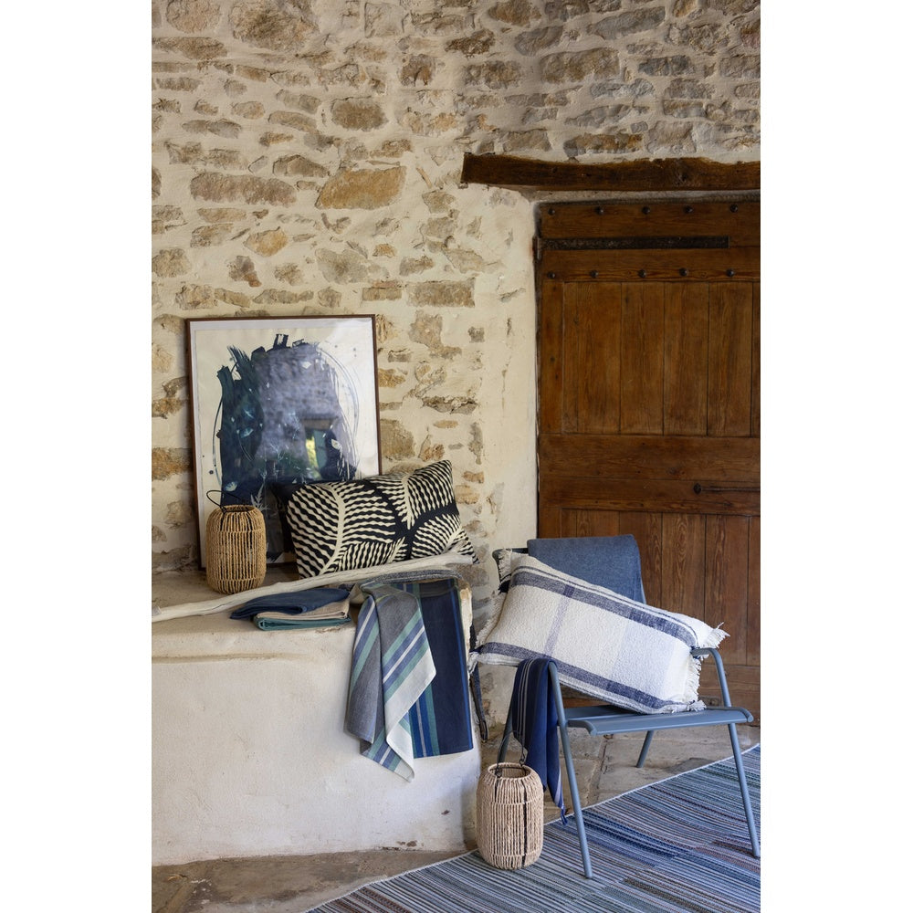 Housse de coussin brodée FLORA MARINE