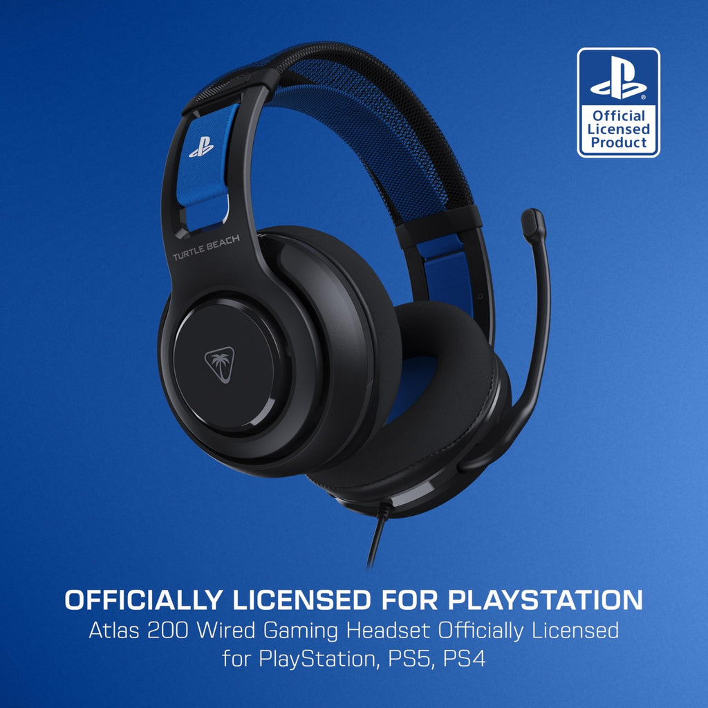Turtle Beach Atlas 200 Playstation Casque Gaming Filaire (Prise Jack 3,5 mm) - Micro Flip-to-Mute - PS5 & PS4 - Noir