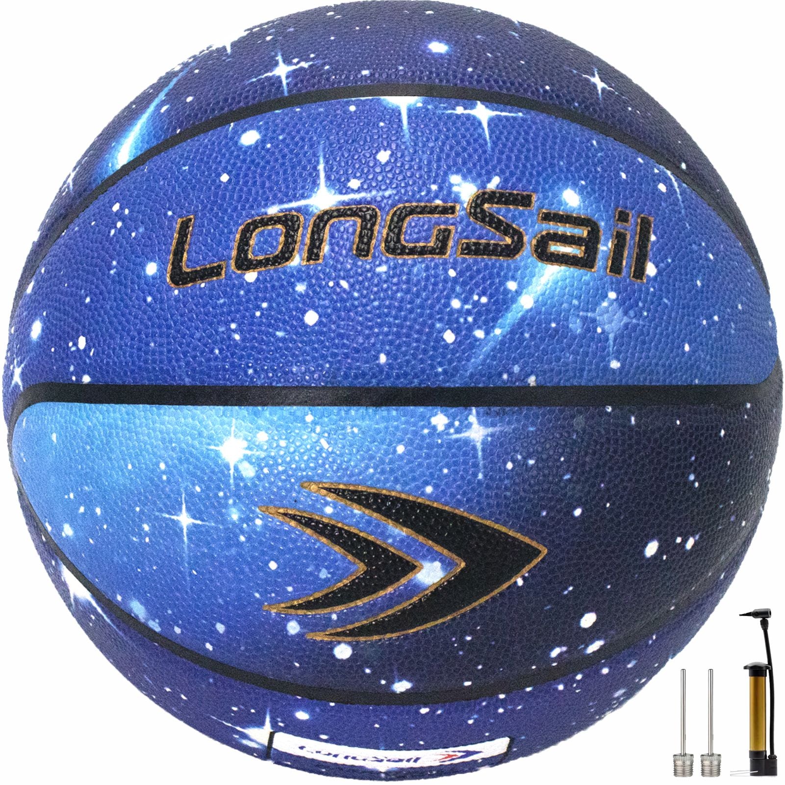 LONGSAIL Ballon de basket de qualité en cuir composite et microfibre bleu étoilé - Taille 7