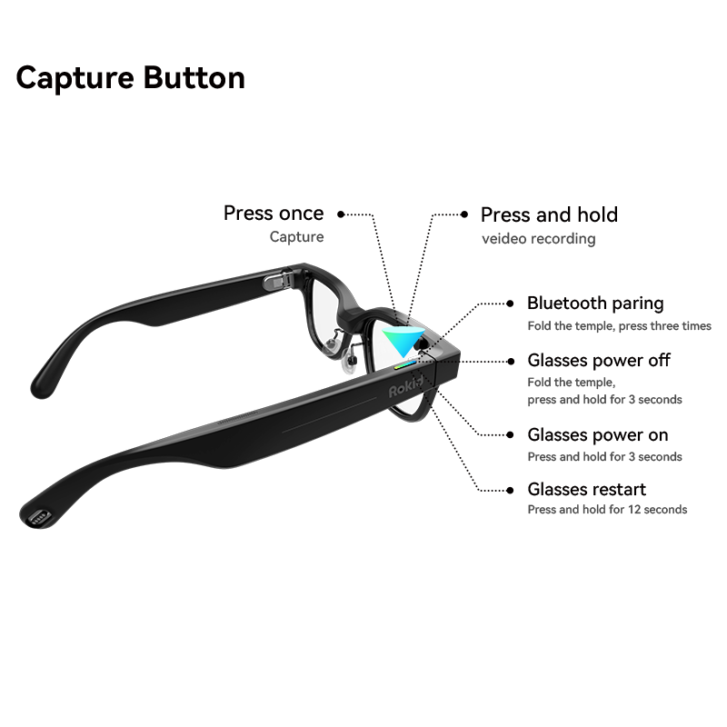 Lunettes Rokid (avec écran), lunettes intelligentes IA et RA, premières lunettes IA avec prise en charge de ChatGPT et Gemini, ultra-légères 49 g, traduction et navigation en temps réel, prise de notes lors des réunions