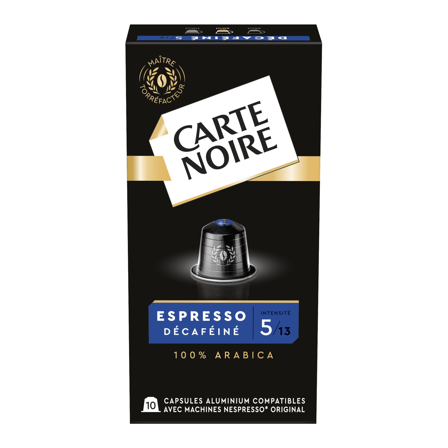CARTE NOIRE Café espresso décaféiné n° 5 - 10 capsules en aluminium