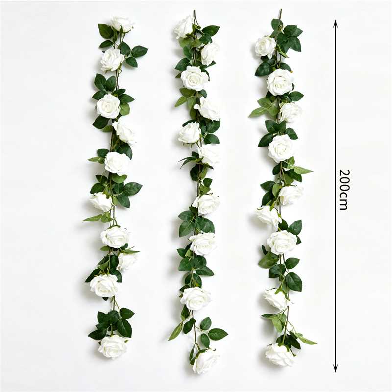 Wei's moment 3 pièces (2 mètres) Guirlande de fleurs artificielles, Guirlande de roses décorative, Mariage, Fleurs artificielles blanches, Guirlande, Guirlande de pivoines