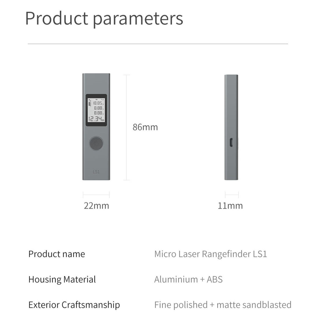 ochama LS1 Télémètre laser, léger et portable, haute précision et longue autonomie, câble de données et cordon offerts, outil de mesure pour aménagement intérieur, enseignement et chantiers de construction
