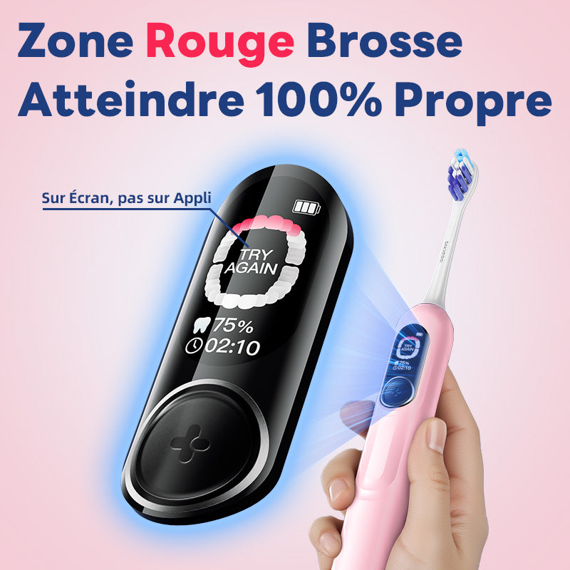 saky Pro Brosse à dents électrique intelligente avec IA pour enfants et adultes avec écran LED | Brosse à dents rechargeable 150 jours, cartographie en temps réel | Minuterie 3 min, étui de voyage | Brosse à dents sonique pour adolescents, cadeau de
