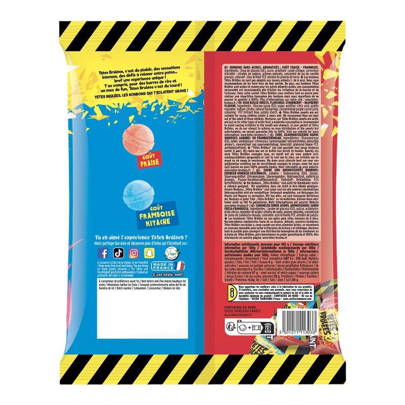 Têtes Brûlées, Sac de Bonbons Acides en Billes 135 g