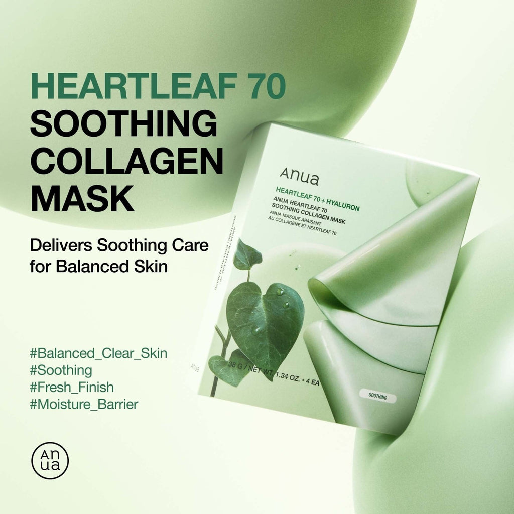 Anua Heartleaf 70 Masque Apaisant Collagène 38 g (1 Pièce) * 4 Ensembles EU
