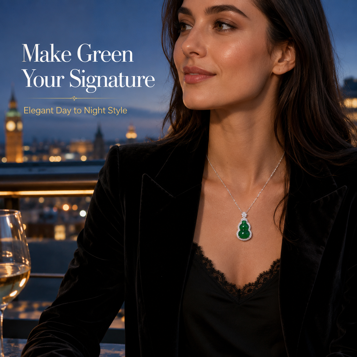 VoxorAI collier en calcédoine naturelle couleur jade, pendentif modèle quatre saisons