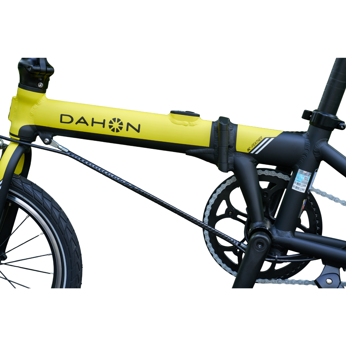 DAHON K-Feather Vélo électrique pliant avec moteur de moyeu arrière et batterie 24 V 5 Ah, pneu 16" x 1,5" - Jaune