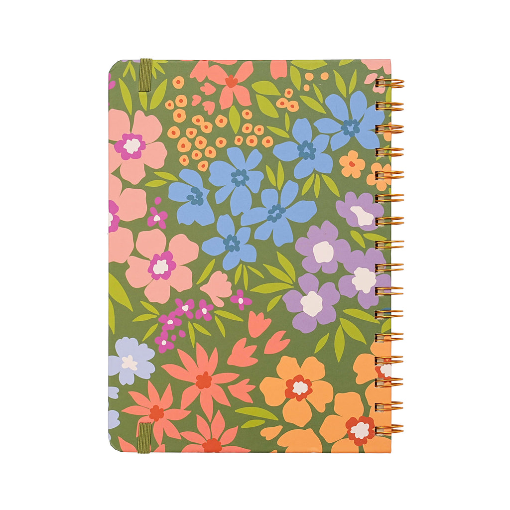 Jubiluu Carnet ligné A5 à spirale avec couverture rigide - 96 feuilles (papier offset 100 g), avec bande élastique - Journal ligné crème classique pour écriture, école