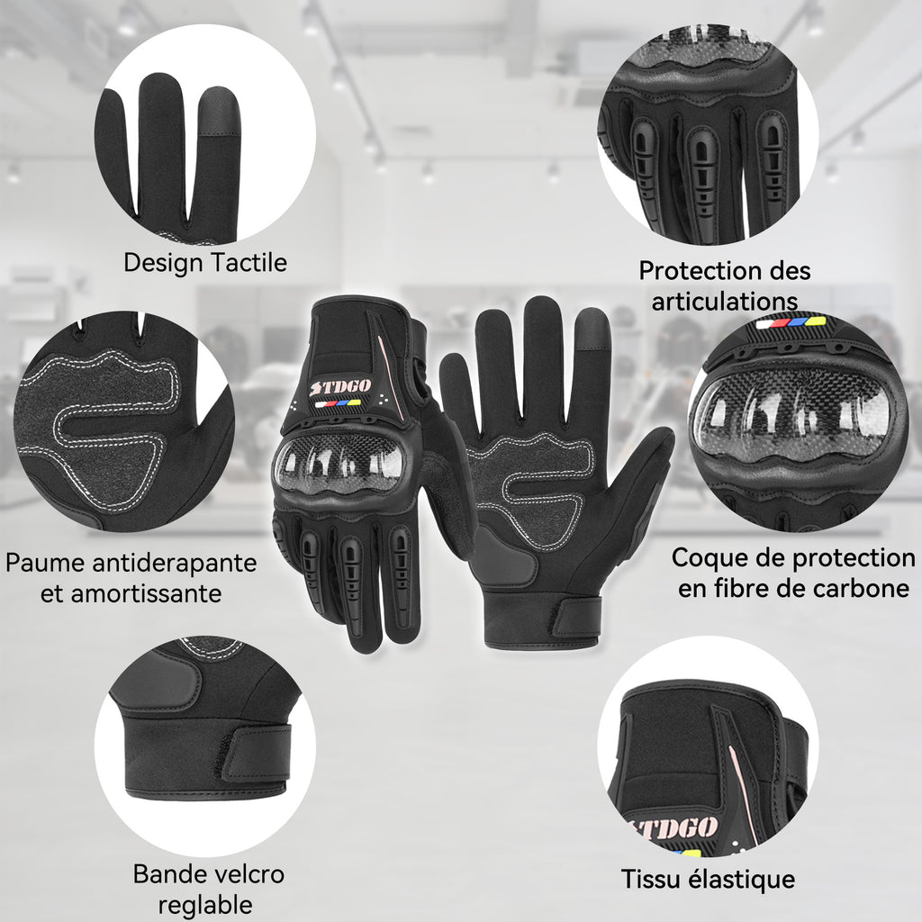 Gants de Moto Homme, Gants De Moto Toutes Saisons avec Protection Des Articulations Et Fonction Tactile, Gants Extérieurs Respirants pour Hommes Et Femmes, Convient Pour Moto, Vélo, Trottinette XL