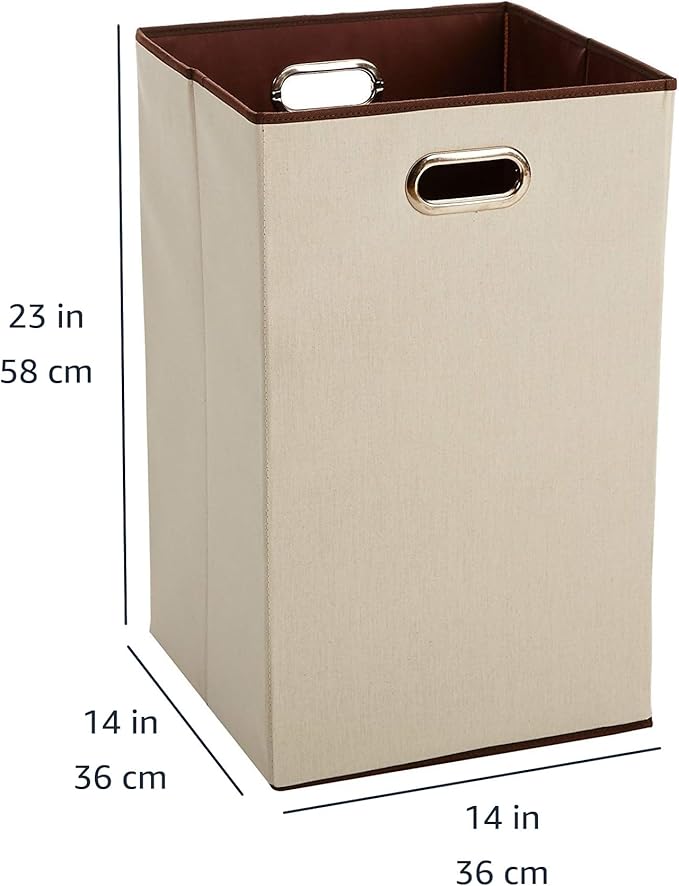 ANQI Panier à linge rectangulaire pliable - Beige et marron