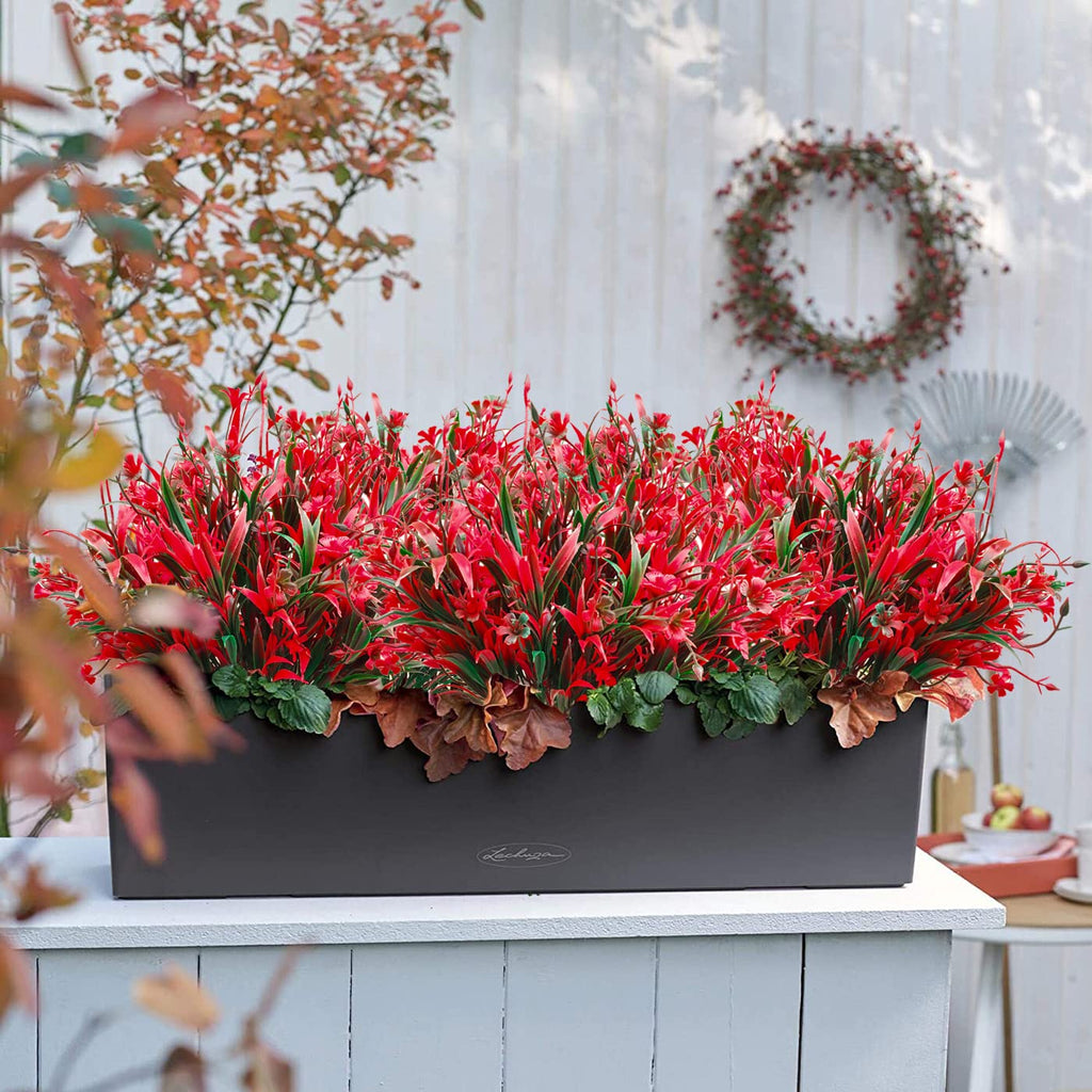 10 pièces 13,8 in / 35 cm Fleurs artificielles d'extérieur, fleurs de plantes artificielles, adaptées pour la décoration de la fenêtre suspendue intérieure et extérieure