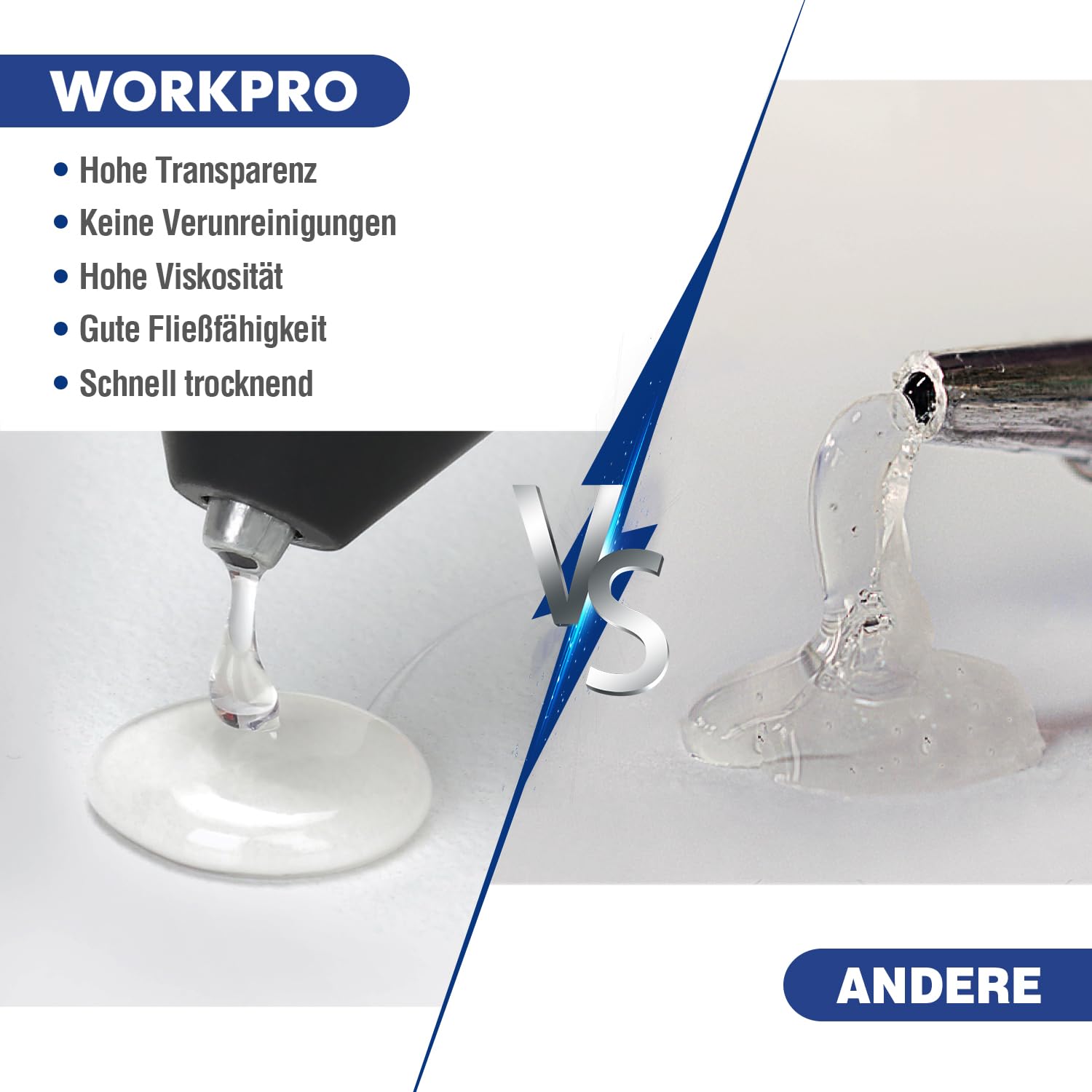 WORKPRO Lot de 100 bâtons de colle thermofusible, 200 x 11 mm, Transparent, Bâtons de pistolet à colle universels pour loisirs créatifs et bricolage