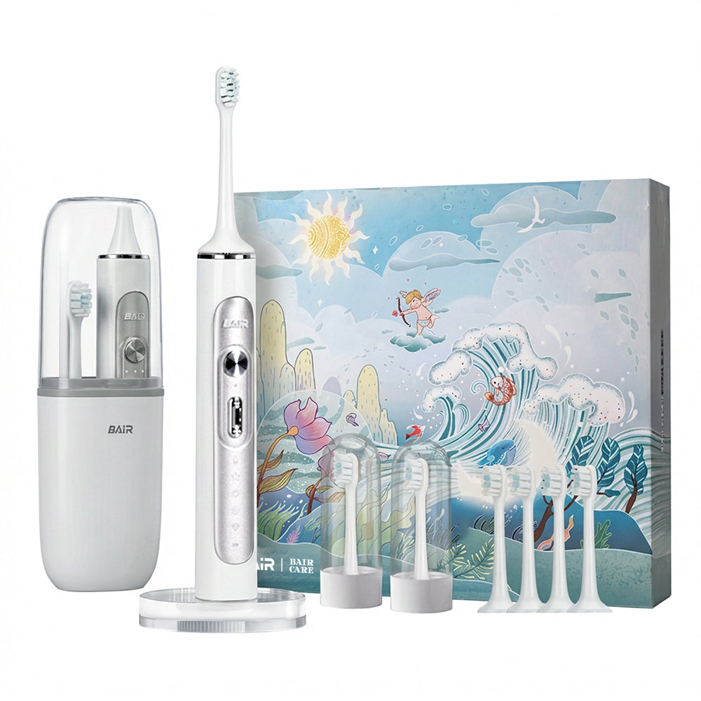 BAIR CARE G201 Brosse à dents électrique sonique - autonomie de 180 jours, rechargeable, 5 modes et 3 intensités, minuteur intelligent 2 min, étanche IPX7, inclut un étui de voyage haut de gamme