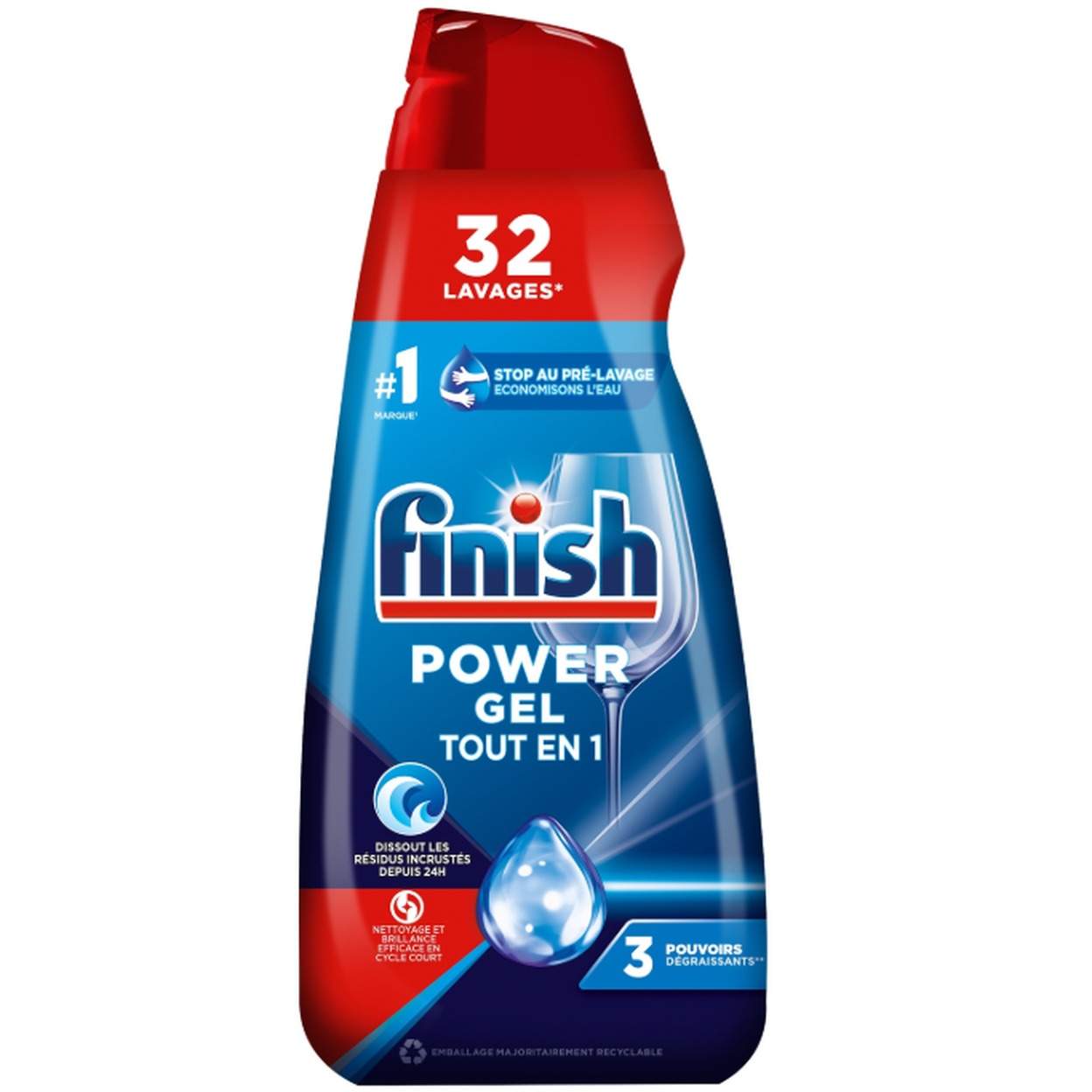 FINISH Gel de Lavage Lave-Vaisselle Sans Parfum 4 x 650 ml (= 2,6 L)