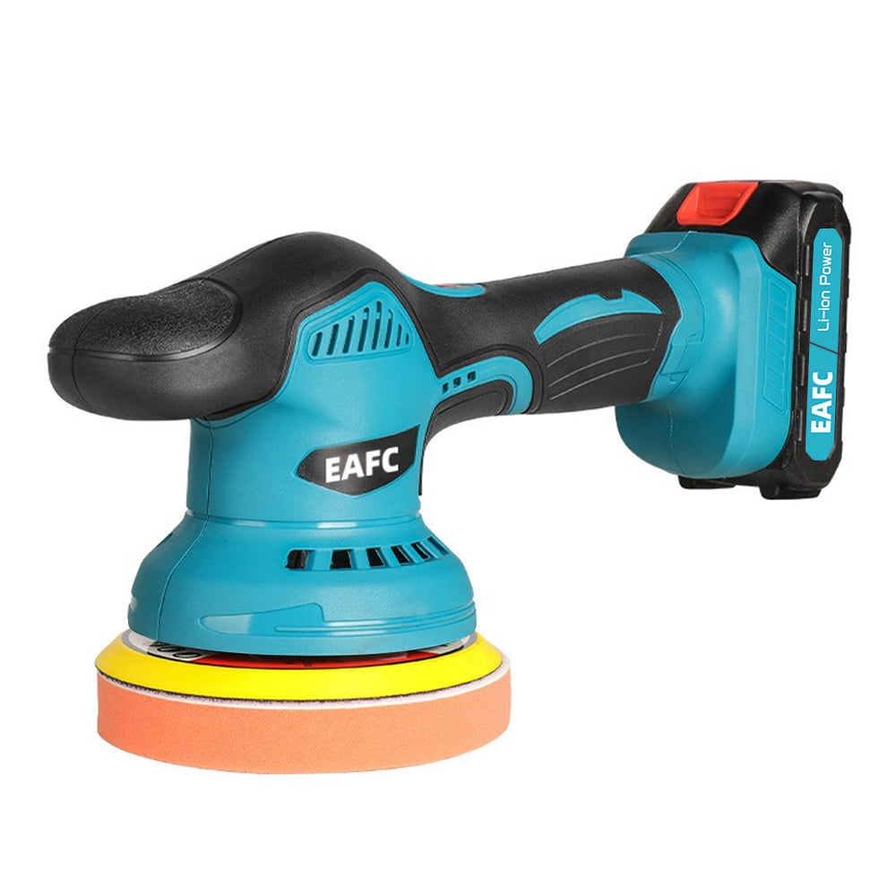 EAFC Polisseuse-cireuse électrique sans fil pour voiture 21 V, Outils de lustrage, 8 vitesses, 2800-5500 tr/min, Batterie rechargeable 7500 mAh (1500 mAh*5), Disque 125 mm