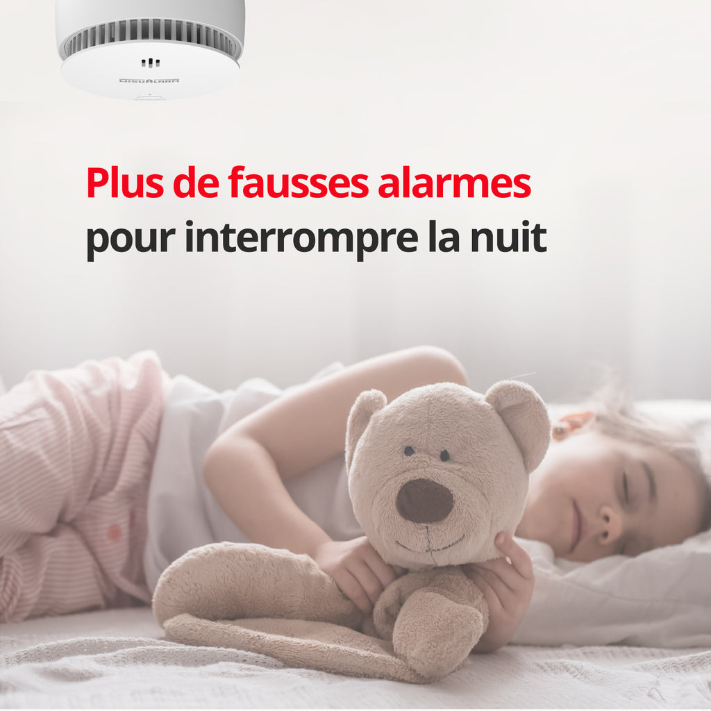WISUALARM Détecteur de fumée pour maison, Pile 10 ans, Alarme incendie avec bouton test/silence, Détecteur de fumée certifié TÜV conforme EN14604 (2 pièces)
