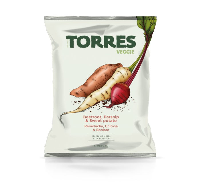 TORRES Chips veggie betterave, panais & patate douce 90g