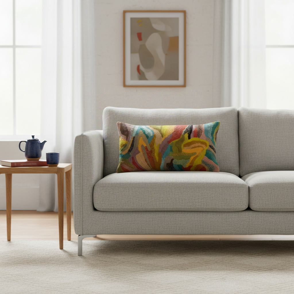 Vivaraise BETTY Housse de coussin brodée MINERAL