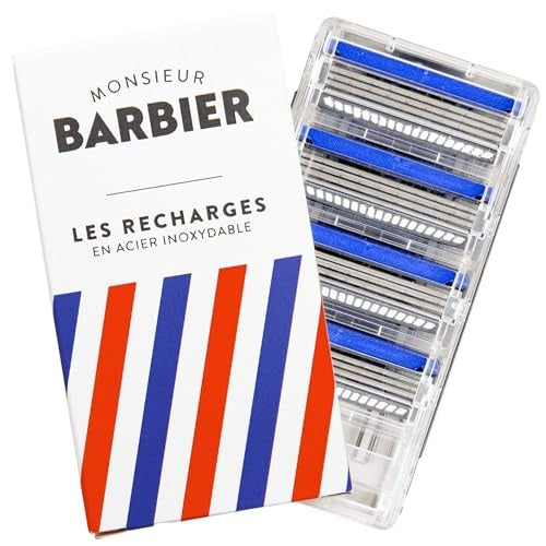 Monsieur Barbier Recharges de rasoir à 3 lames pour peaux sensibles - 4 pièces