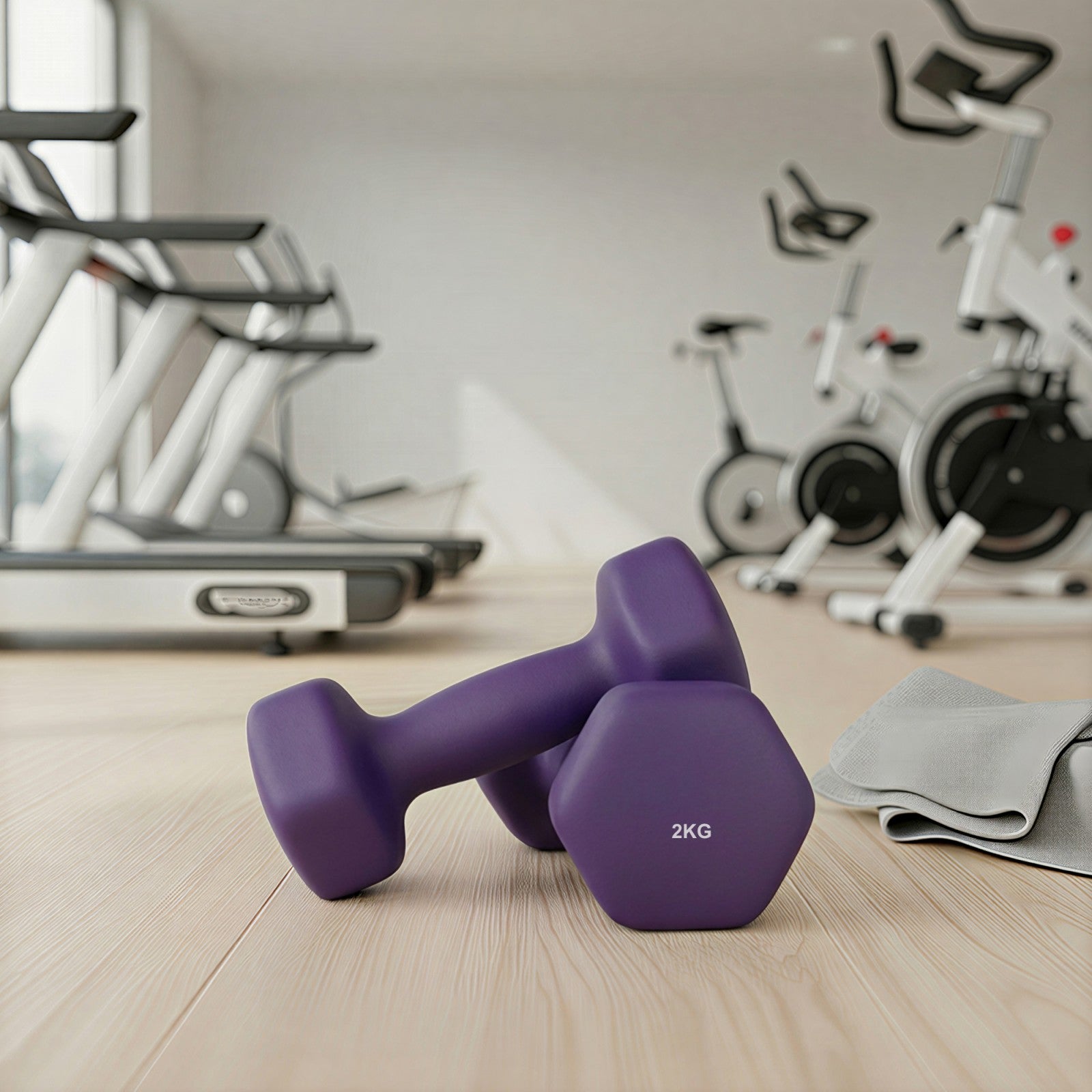 JOYFURNOSLot de 2 haltères, 2 x 2 kg, revêtement en néoprène, Violet
