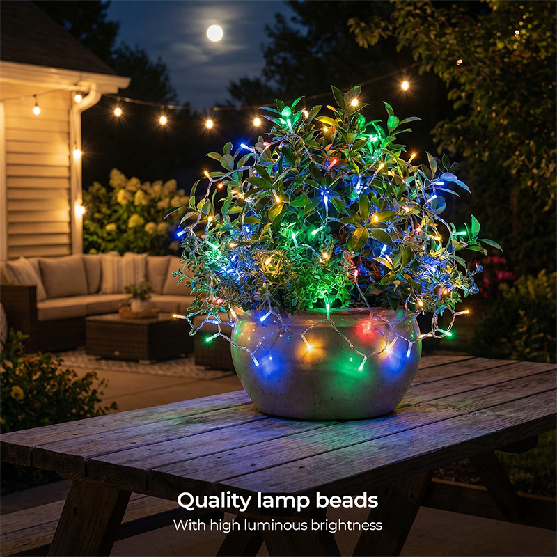 M.TK MOVETECK Guirlande lumineuse féerique étanche à piles 11,5 m 140 LED pour balcon extérieur, camping, chambre, fête, jardin (sans pile)