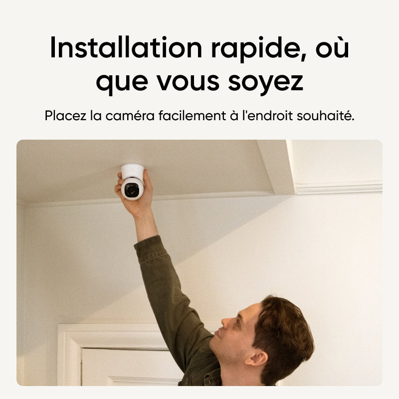 eufy Security Indoor Cam C220 Caméra de sécurité intérieure 2K filaire avec PTZ 360°, Wi-Fi, détection d'humains/mouvements, idéale comme babyphone