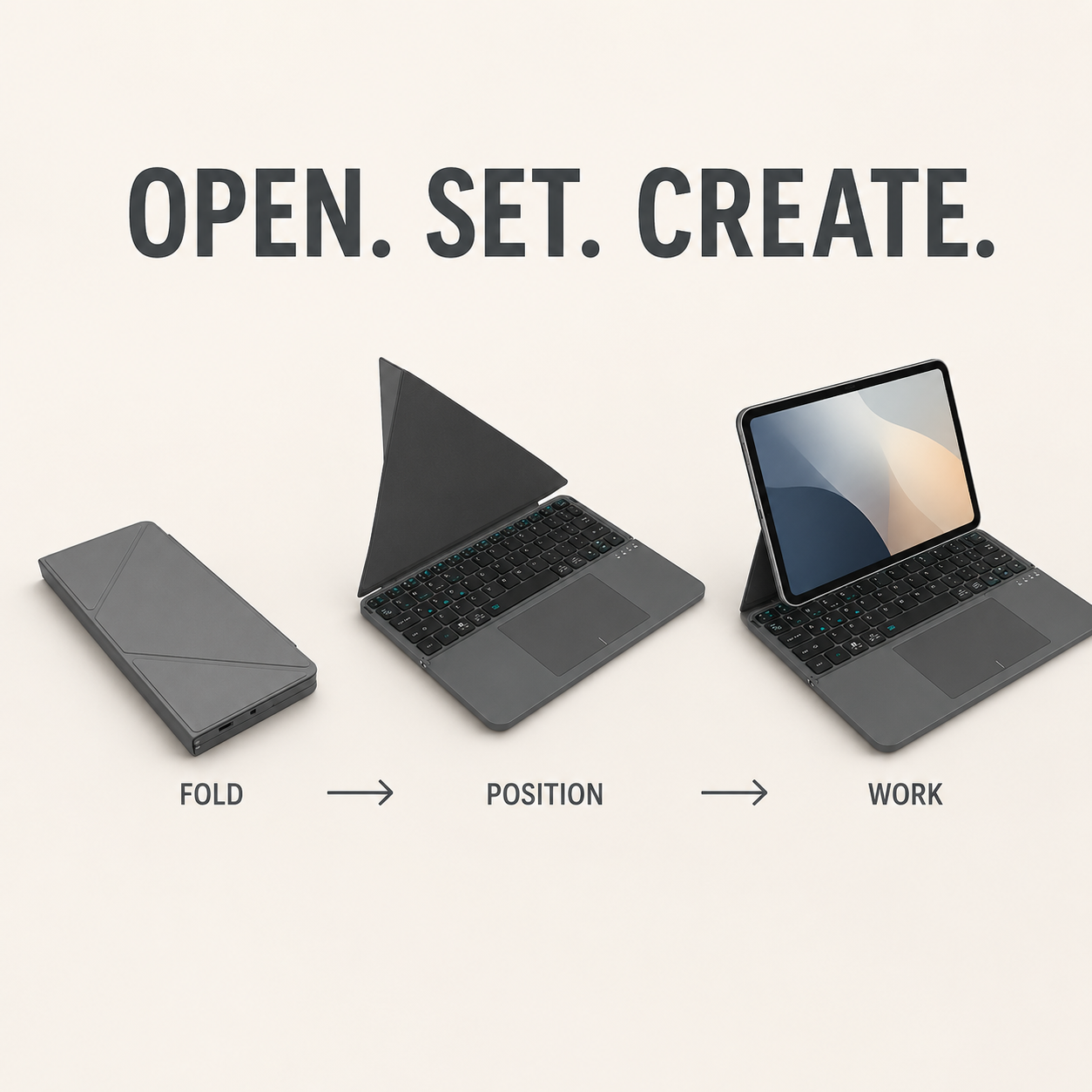 Clavier Étui en Cuir Pliable Voxis HL-BOX1 avec Pavé Tactile – Compatible Multi-Systèmes, Compact et Portable
