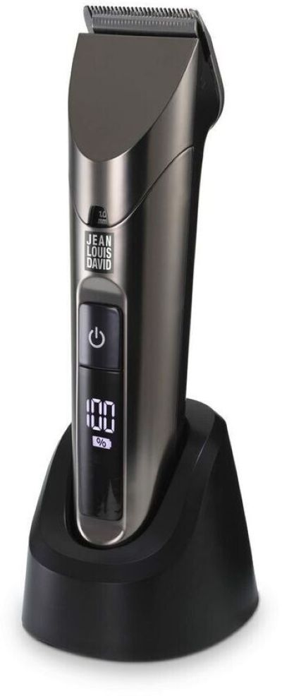 JEAN LOUIS DAVID - Pro Hair Clipper - Tondeuse à cheveux - 20 hauteurs de coupe - Batterie Lithium-Ion - Autonomie de 2 heures - Gris