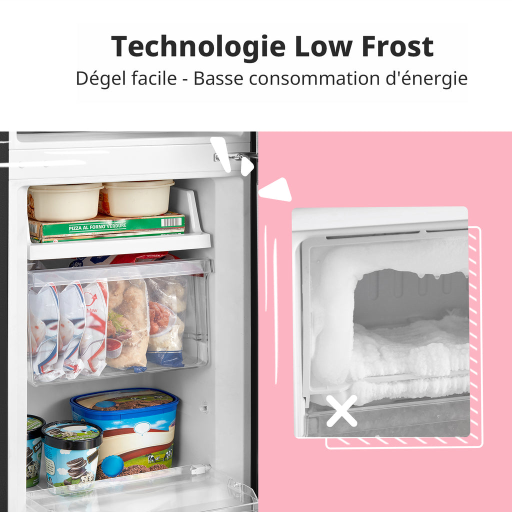 Comfee' par Midea 174 L Réfrigérateur-congélateur pose libre, Low Frost, Thermostat réglable, Éclairage LED, Porte réversible, Faible bruit, Noir RCB230BL2EU(E)