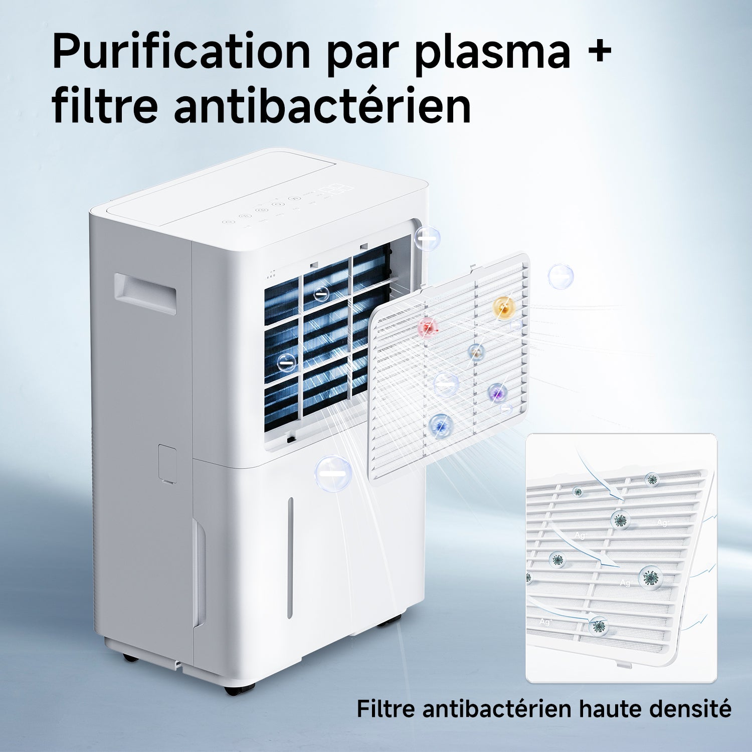 VINO Déshumidificateur intelligent, Commande Wi-Fi, 20 L/jour, R290, Économe en énergie, Réservoir 2,5 L, Idéal pour pièces de 40 m²