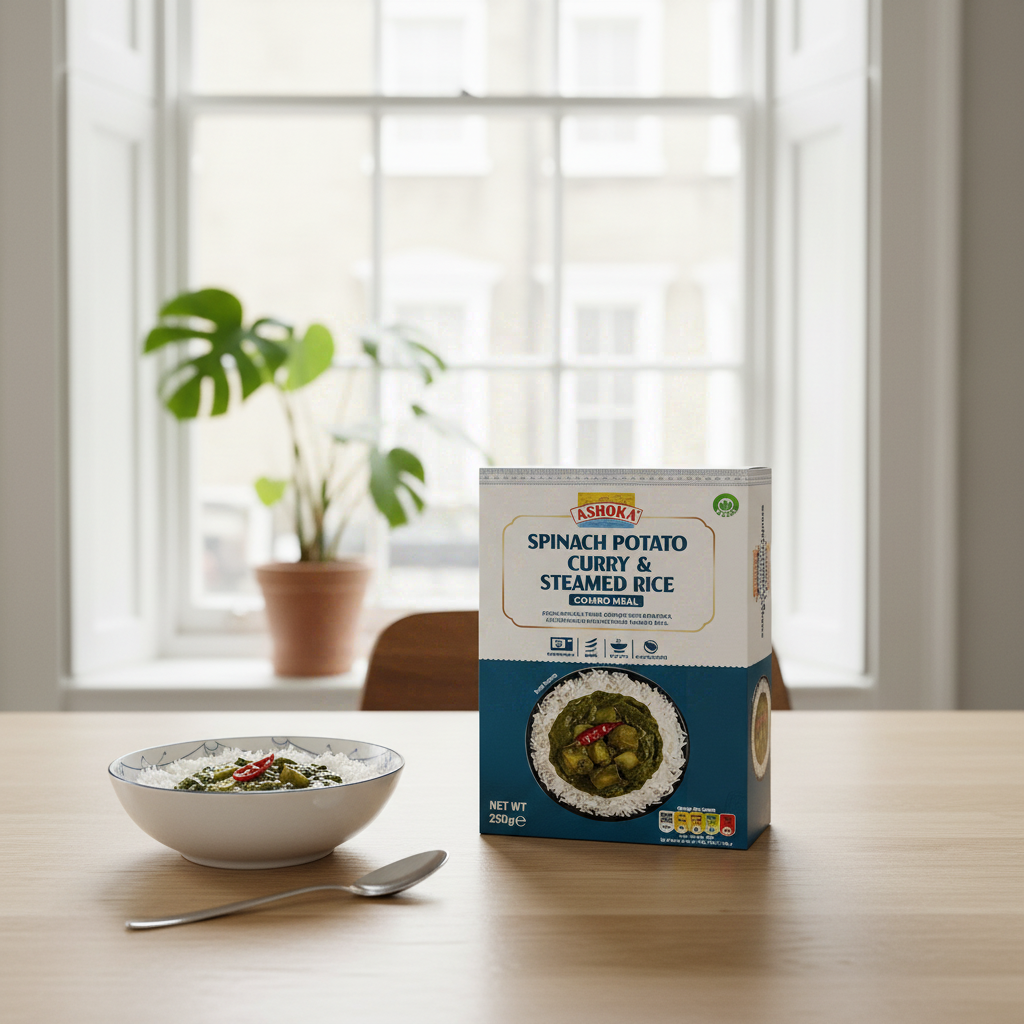ASHOKA Curry de pommes de terre aux épinards avec riz à la vapeur - 250 g