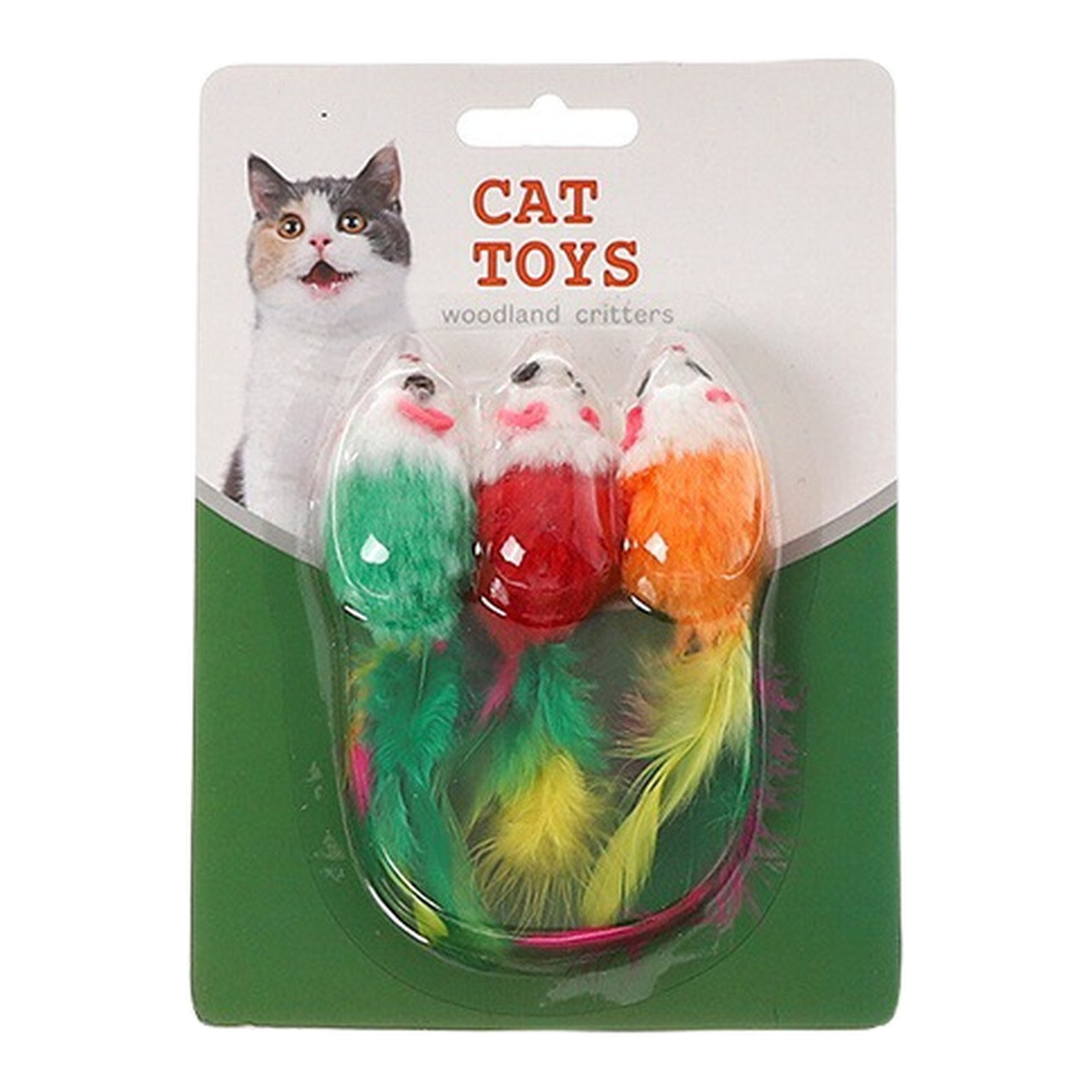 Meowmagic Jouet pour chat souris à plumes - Lot de 3