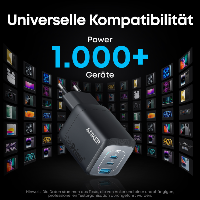 Anker Prime chargeur rapide USB-C GaN 67W à 3 ports, compact et pliable, adapté à MacBook/iPad/iPhone/Samsung et à de nombreux autres appareils