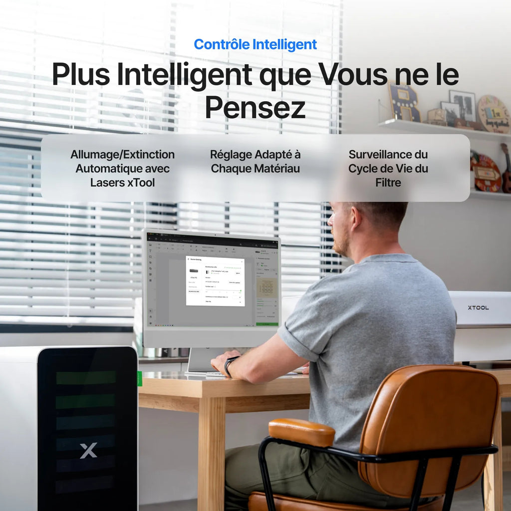 Purificateur de Fumée xTool SafetyPro AP2 pour Graveur Laser, Système SuperCyclone à Filtration 6 Couches contre la Poussière et les Odeurs