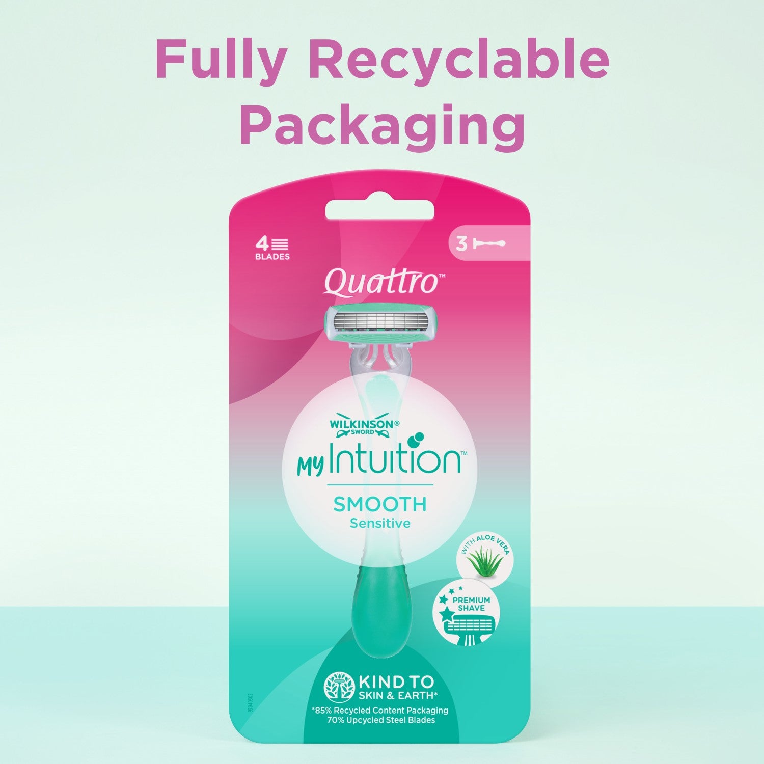 WILKINSON SWORD Quattro For Women - Rasoirs Jetables Sensitive Comfort - Pack de 3