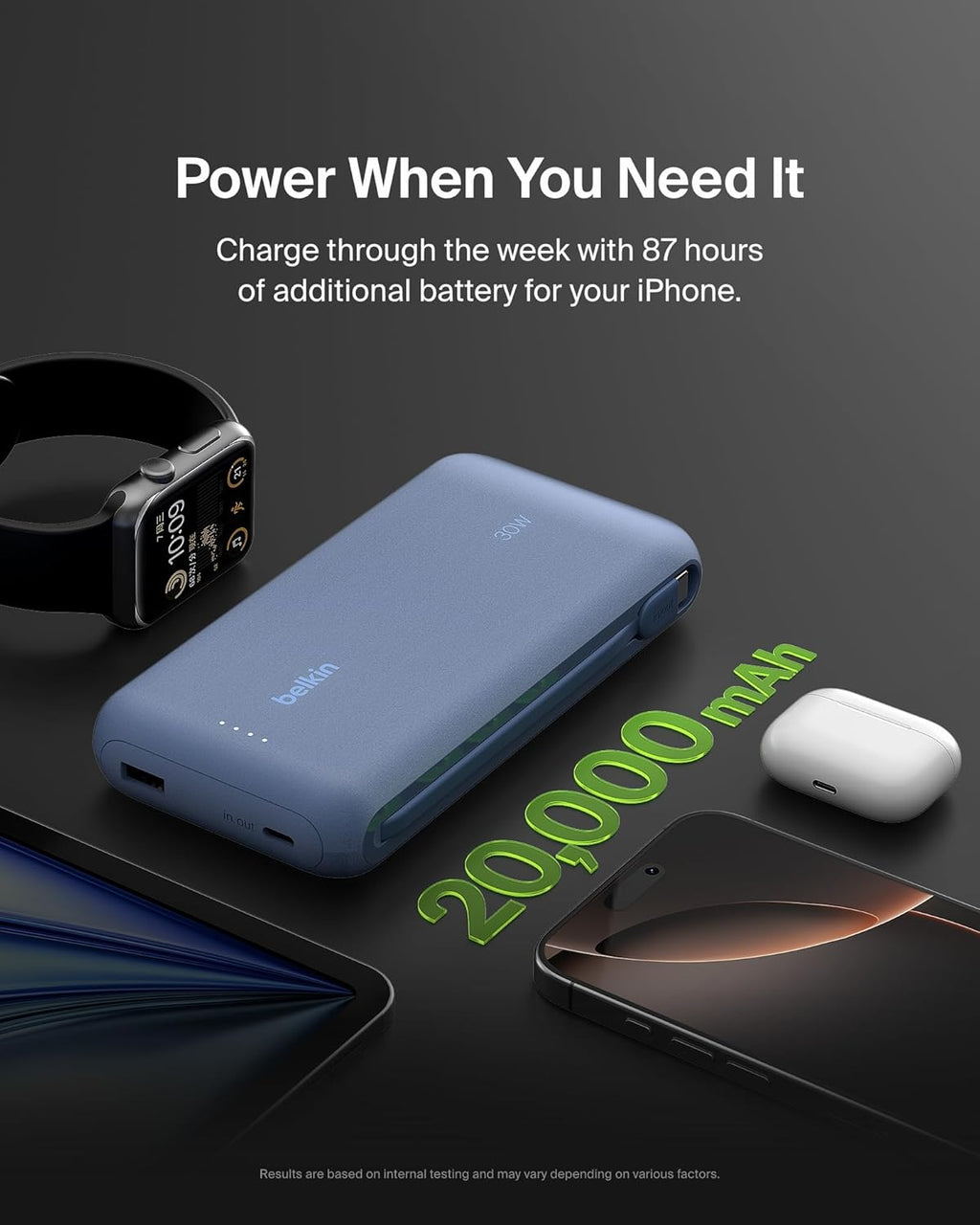Belkin BOOST CHARGE Batterie externe Power Delivery 20 000 mAh - Bleu