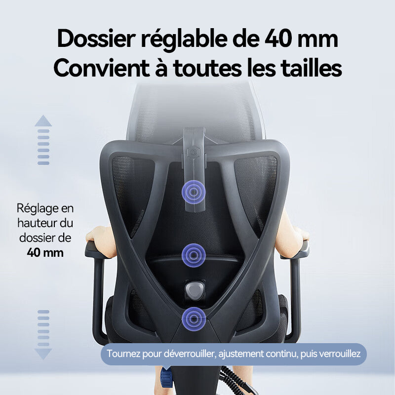 ochama x J.ZAO Z5 Soft Chaise ergonomique réglable 105°-140° avec support lombaire 4D, appuie-tête confortable et tissu en maille respirant