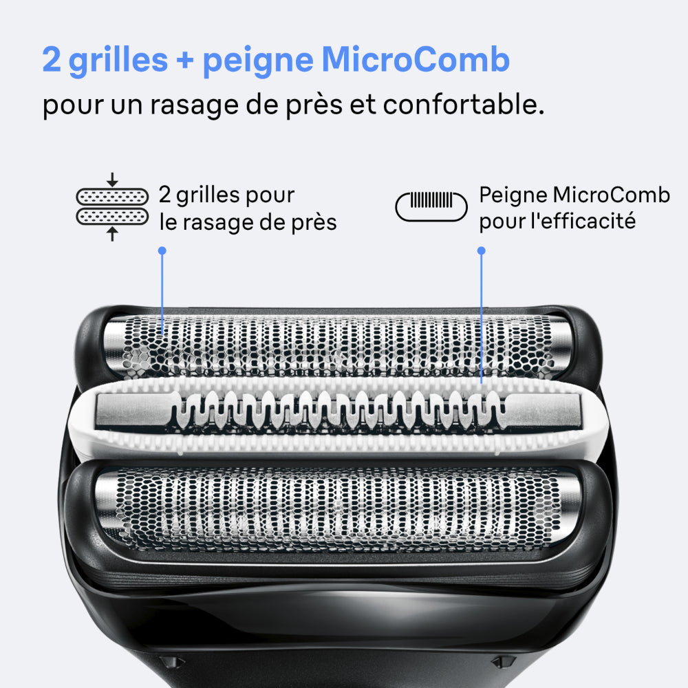 Braun Series 3 3040 - Rasoir Électrique à Grille Wet & Dry - Tondeuse de Précision Intégrée - Rechargeable - Bleu/Noir