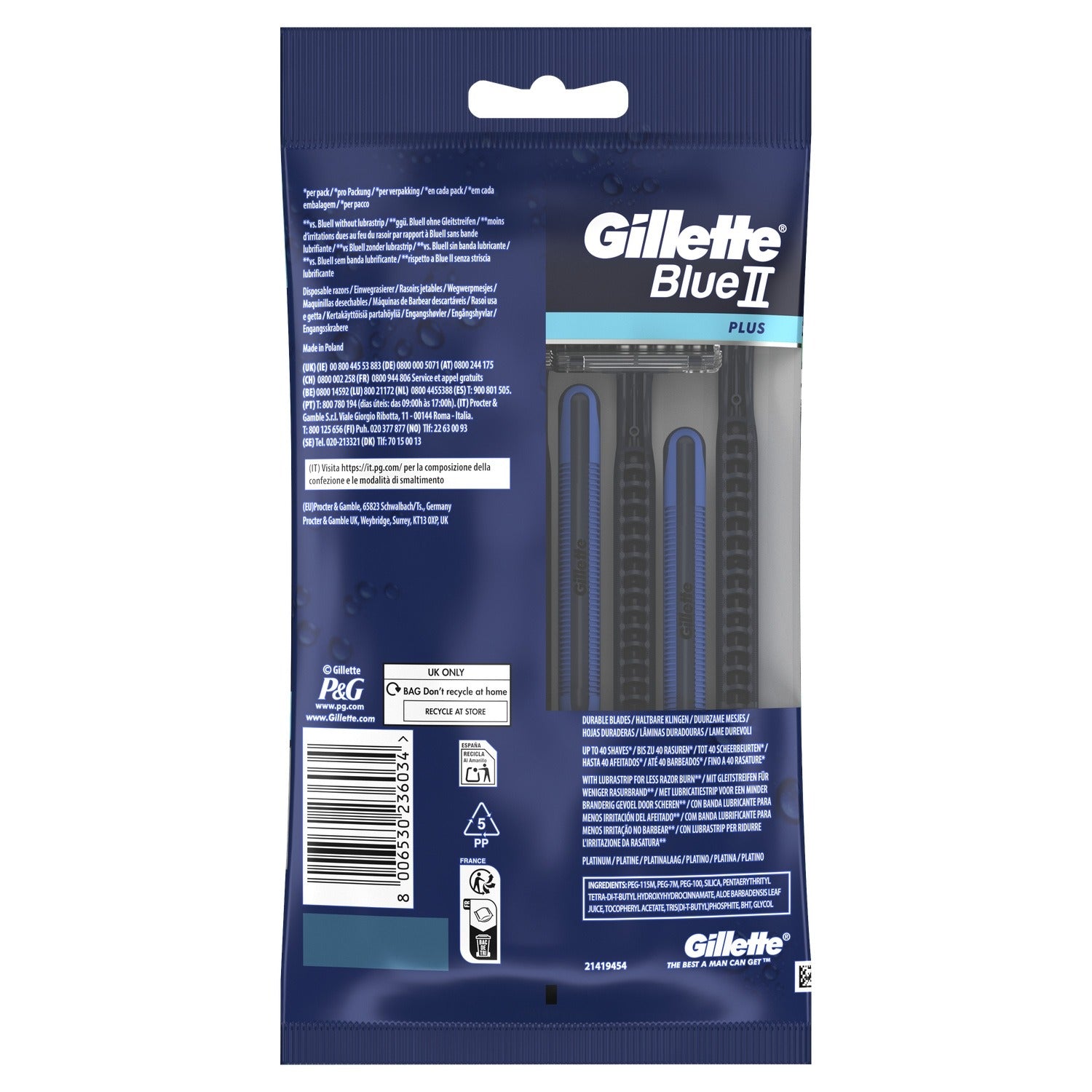 GILLETTE Rasoirs jetables Blue2 Plus x8