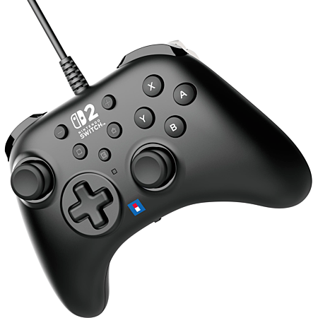 HORI Manette filaire Horipad Turbo pour Switch et Switch 2 - Noir