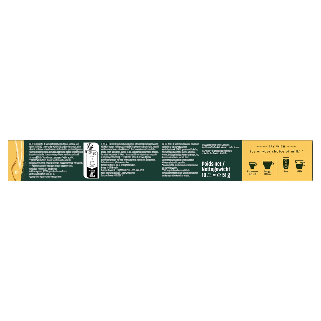 STARBUCKS Café Capsules Saveur Vanille Intensité 5 Compatible Nespresso 10 capsules