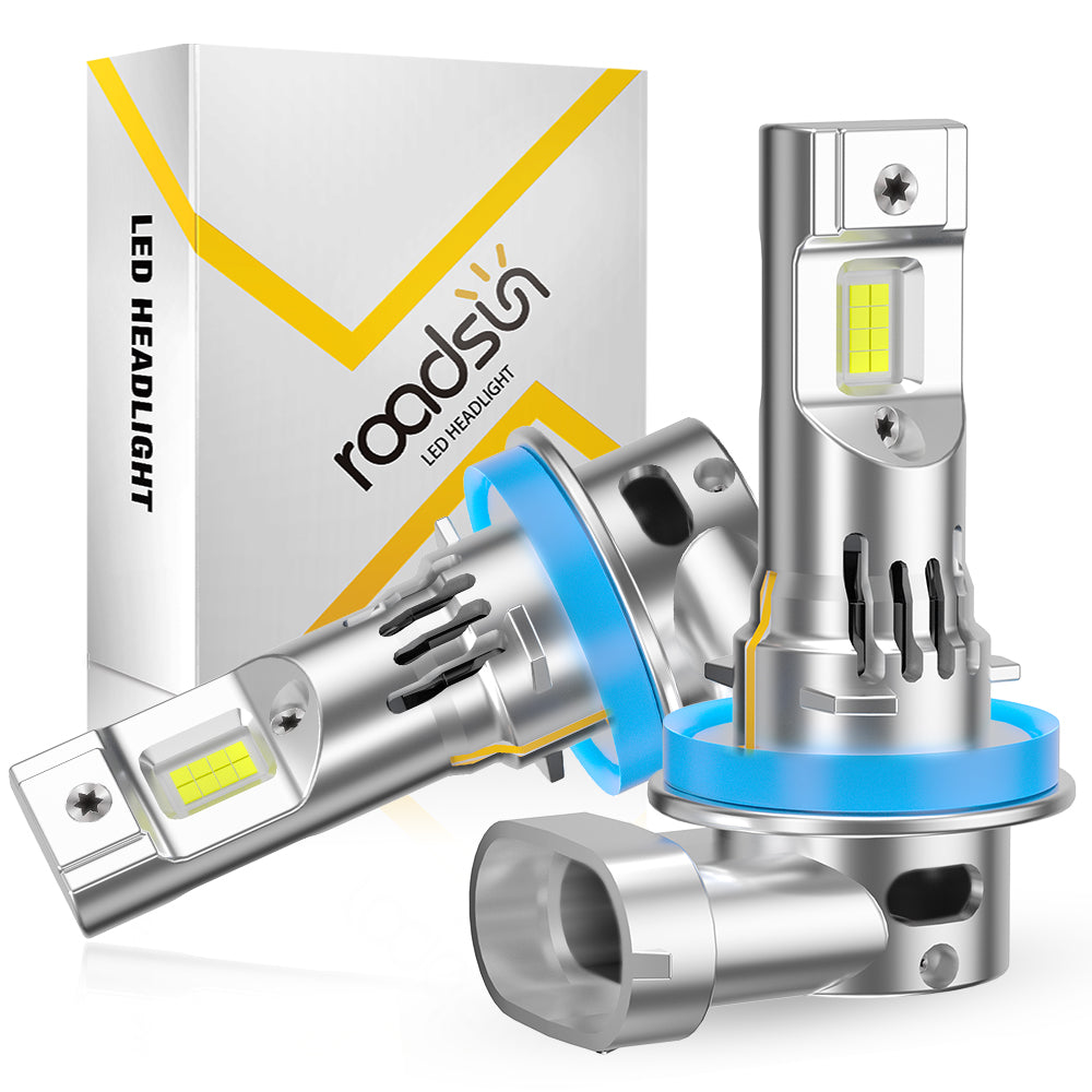 Roadsun Ampoules à puces LED CSP H11 H9 pour phares et H8 pour feux antibrouillard, luminosité 5 fois, blanc froid 6500 K, ventilateur 16000 tr/min, prêtes à l’emploi, conception 1:1, sans polarité
