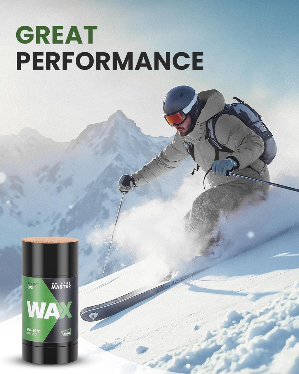 OutdoorMaster Cire de ski et snowboard Update Rub-on, universelle et portable, 80 g