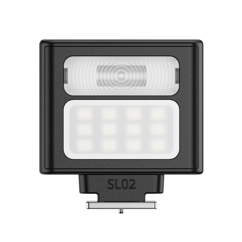Ulanzi SL02 Mini flash d'appareil photo avec lampe vidéo, flash cobra pour appareil photo GN8 6500 K, 4 niveaux de puissance, mini flash manuel, griffe de flash à contact unique pour appareils photo Nikon